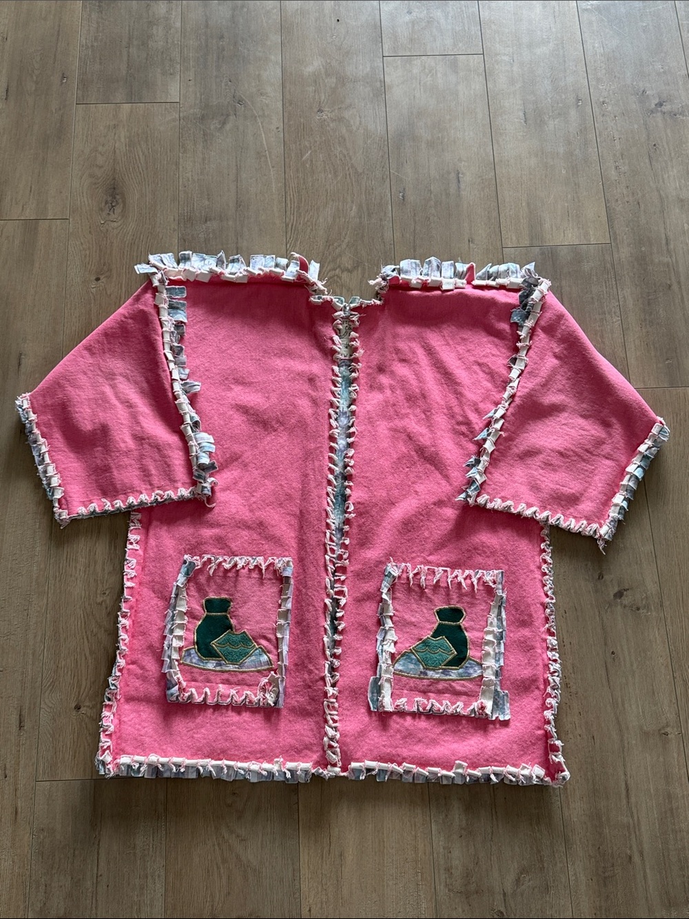 Women's Southwestern Handmade Patchwork Denim Open Front Jacket Size L Quilted